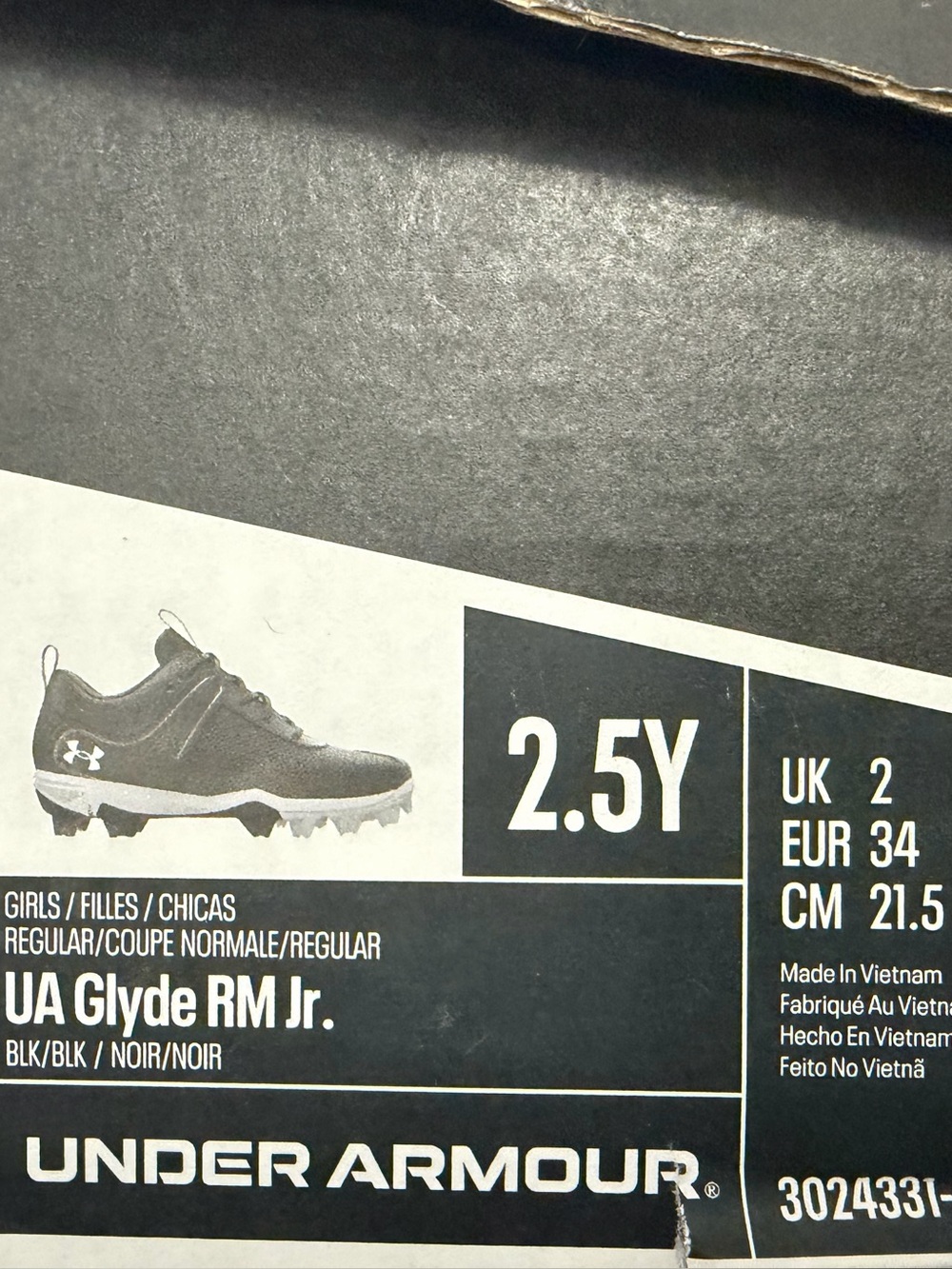 Under Armour Kids UA Glyde RM Jr. Athletic Cleats - Black